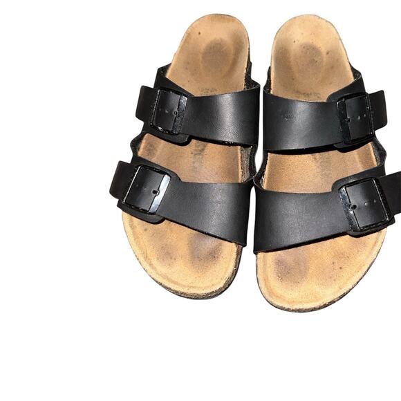 Birkenstock Sandals 41 Mens 8 Womens 10 Black Leather Slide Genuine